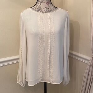 White House Black Market Cream Lace Top